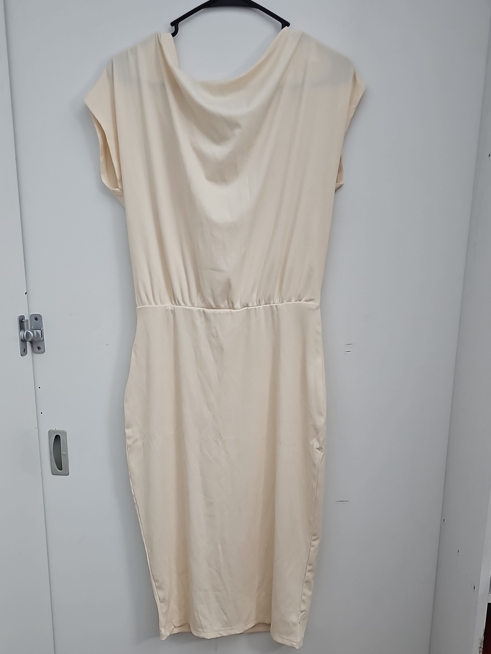 Elegant Cream Cowl-Neck Women’s Dress